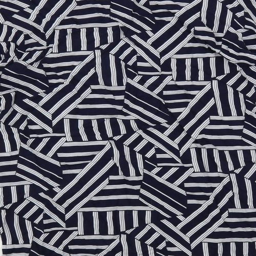 United Colors of Benetton Womens Blue Geometric Viscose Basic Blouse Size S Boat Neck