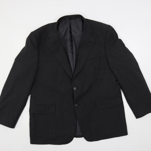 Marks and Spencer Mens Grey Striped Polyester Jacket Suit Jacket Size 44 Regular