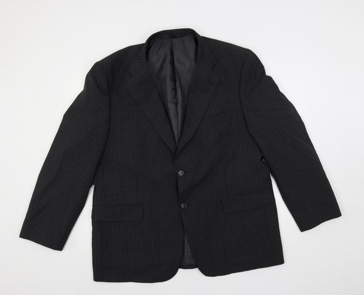 Marks and Spencer Mens Grey Striped Polyester Jacket Suit Jacket Size 44 Regular