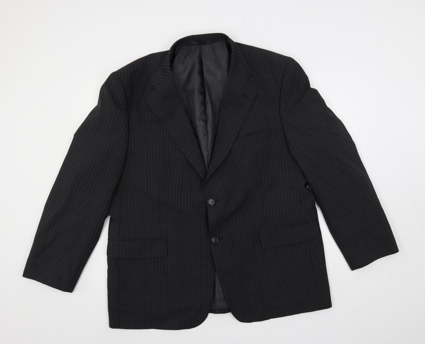 Marks and Spencer Mens Grey Striped Polyester Jacket Suit Jacket Size 44 Regular