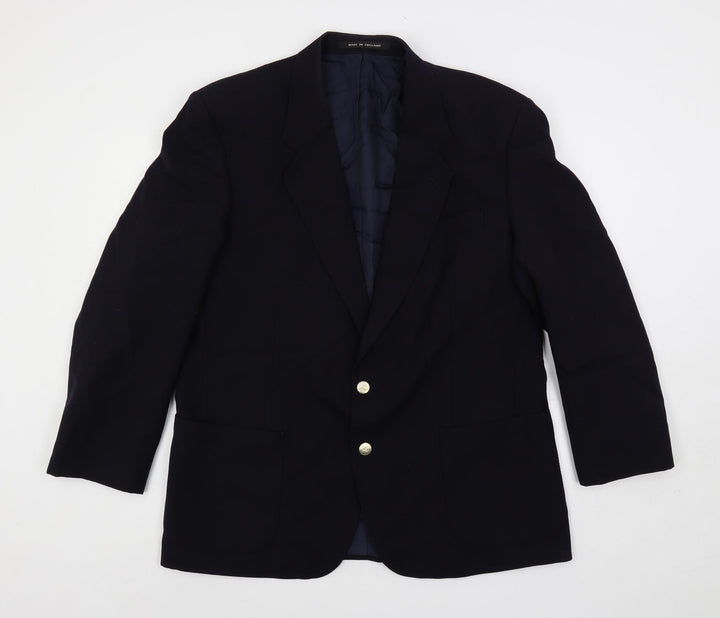 The Label Mens Blue Wool Jacket Blazer Size 44 Regular