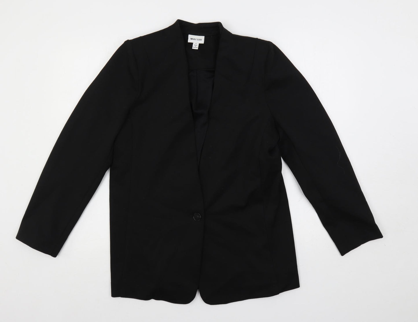 WULI:LUU Womens Black Jacket Blazer Size 16 Button