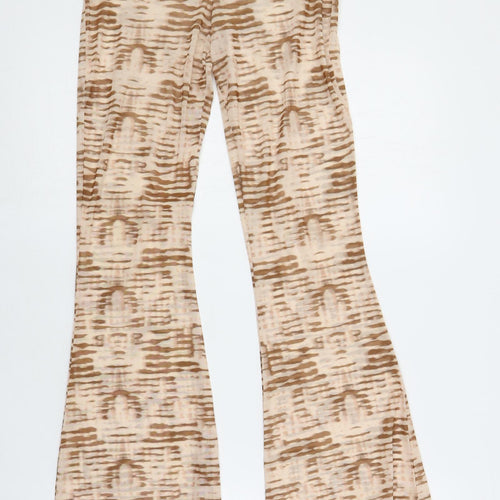 ASOS Womens Beige Geometric Polyester Trousers Size 6 L28 in Regular - Sheer