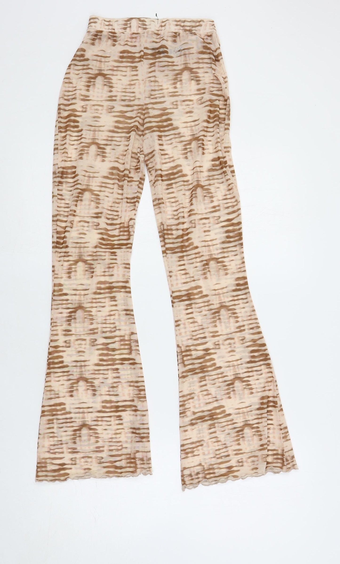 ASOS Womens Beige Geometric Polyester Trousers Size 6 L28 in Regular - Sheer