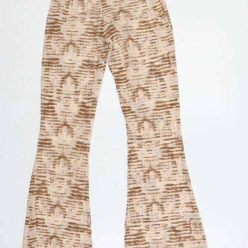 ASOS Womens Beige Geometric Polyester Trousers Size 6 L28 in Regular - Sheer