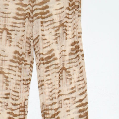 ASOS Womens Beige Geometric Polyester Trousers Size 6 L28 in Regular - Sheer