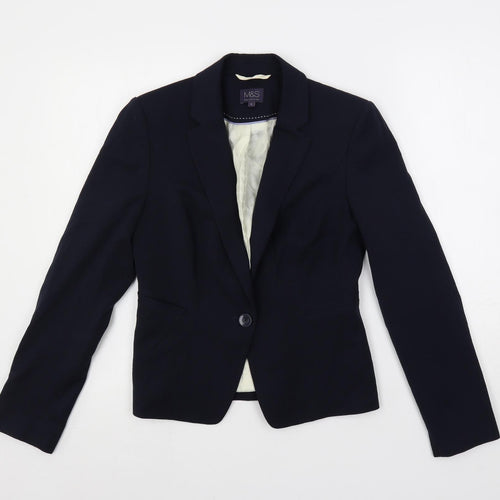Marks and Spencer Womens Blue Jacket Blazer Size 8 Button