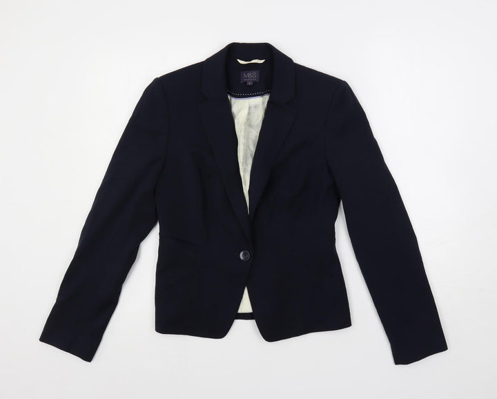 Marks and Spencer Womens Blue Jacket Blazer Size 8 Button