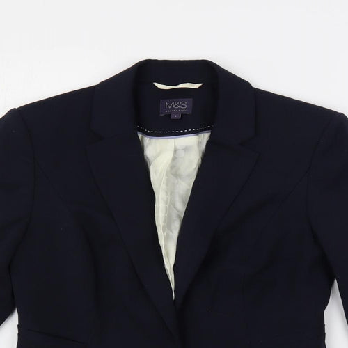 Marks and Spencer Womens Blue Jacket Blazer Size 8 Button