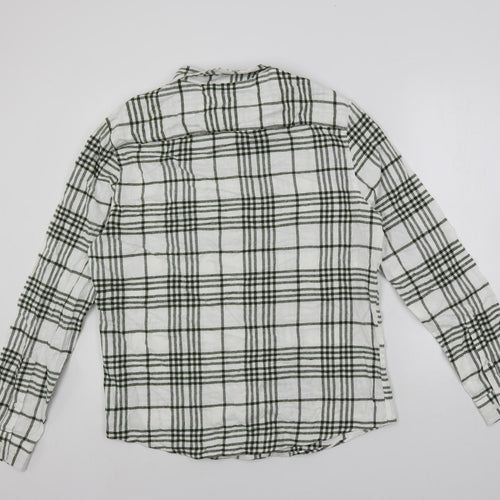ASOS Womens White Plaid Cotton Basic Button-Up Size XL Collared