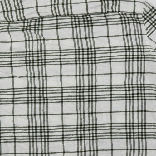 ASOS Womens White Plaid Cotton Basic Button-Up Size XL Collared