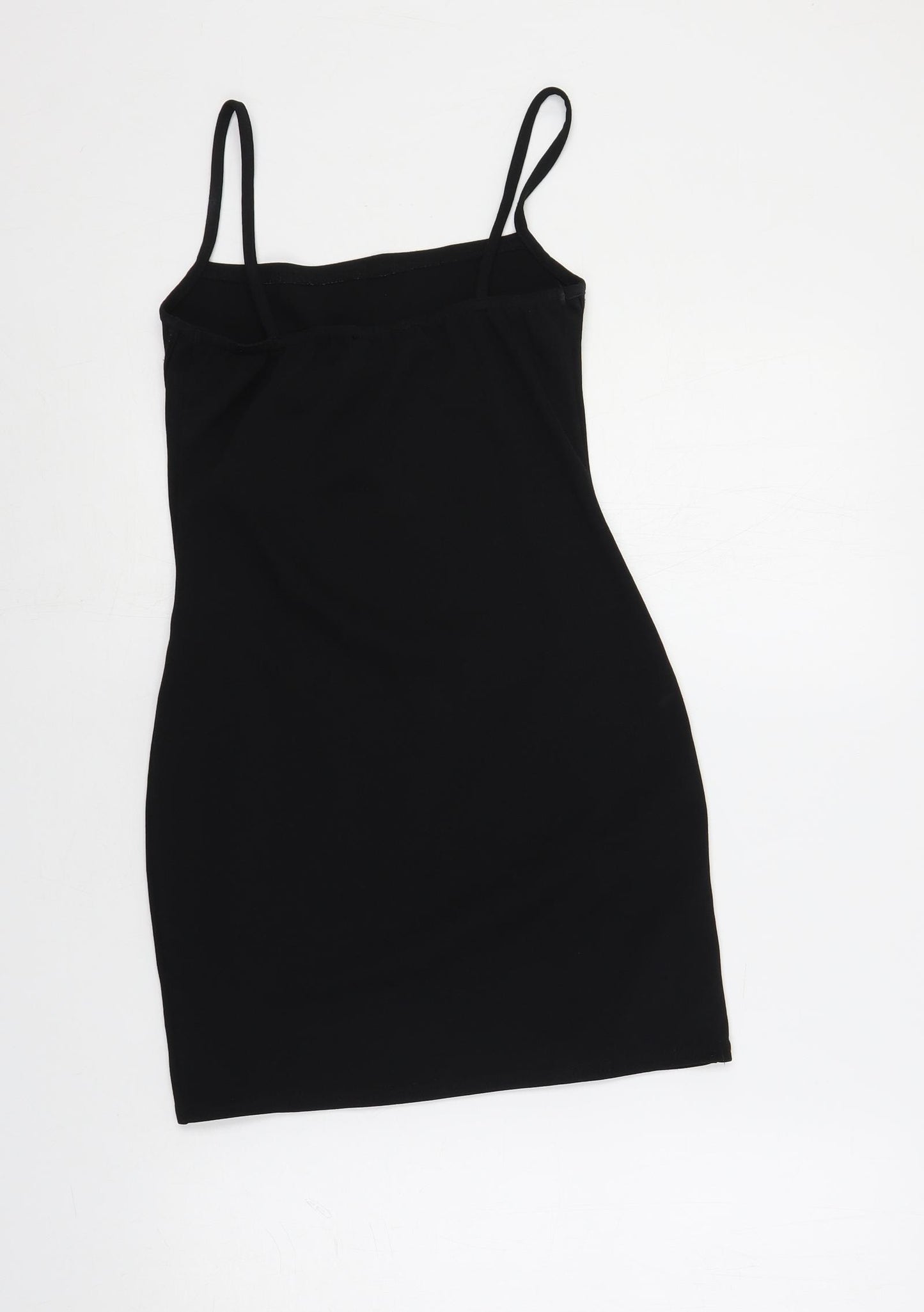 PRETTYLITTLETHING Womens Black Polyester Mini Size 10 Square Neck Pullover