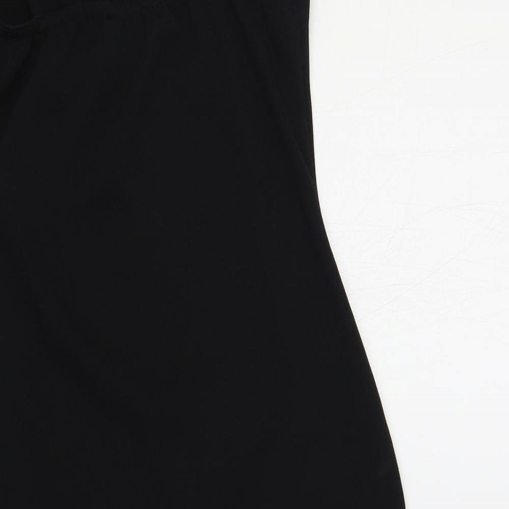 PRETTYLITTLETHING Womens Black Polyester Mini Size 10 Square Neck Pullover