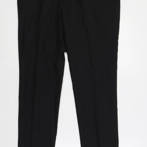 Marks and Spencer Mens Black Polyester Dress Pants Trousers Size 34 in L29 in Regular Zip