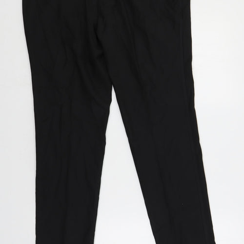 Marks and Spencer Mens Black Polyester Dress Pants Trousers Size 34 in L29 in Regular Zip