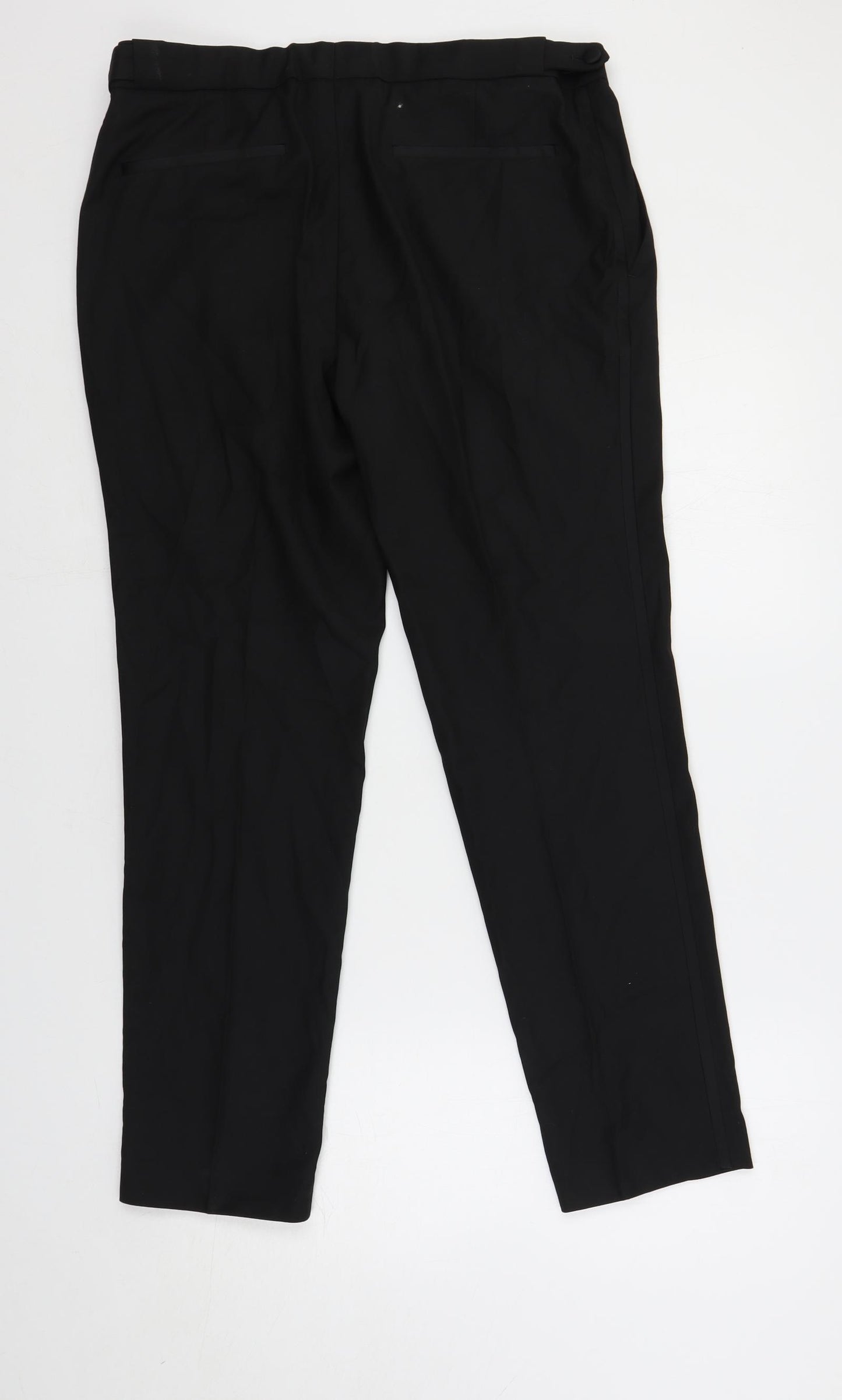 Marks and Spencer Mens Black Polyester Dress Pants Trousers Size 34 in L29 in Regular Zip