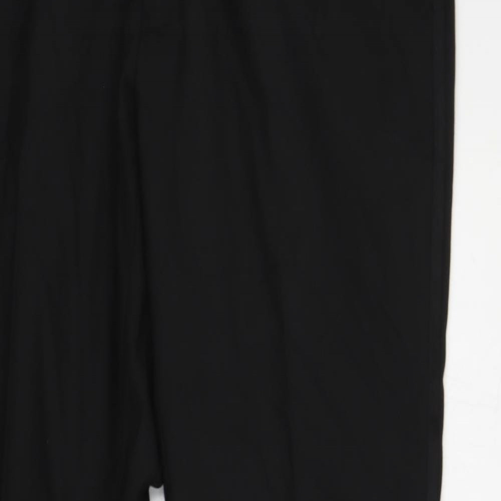 Marks and Spencer Mens Black Polyester Dress Pants Trousers Size 34 in L29 in Regular Zip