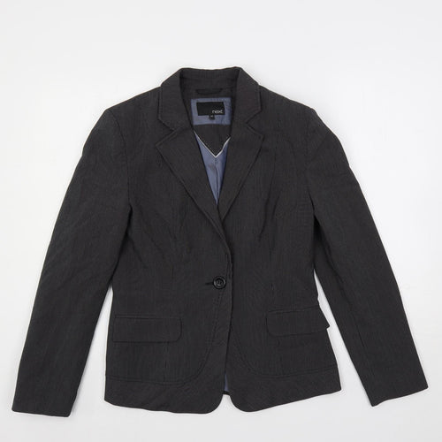 NEXT Womens Black Striped Jacket Blazer Size 10 Button
