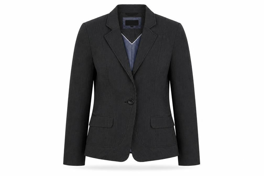 Next Womens Black Striped Jacket Blazer Size 10 Button