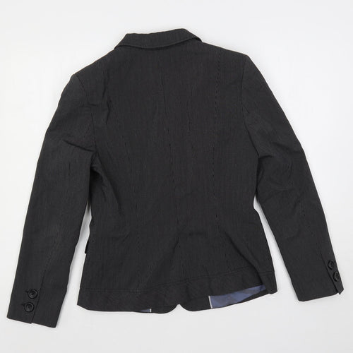 NEXT Womens Black Striped Jacket Blazer Size 10 Button