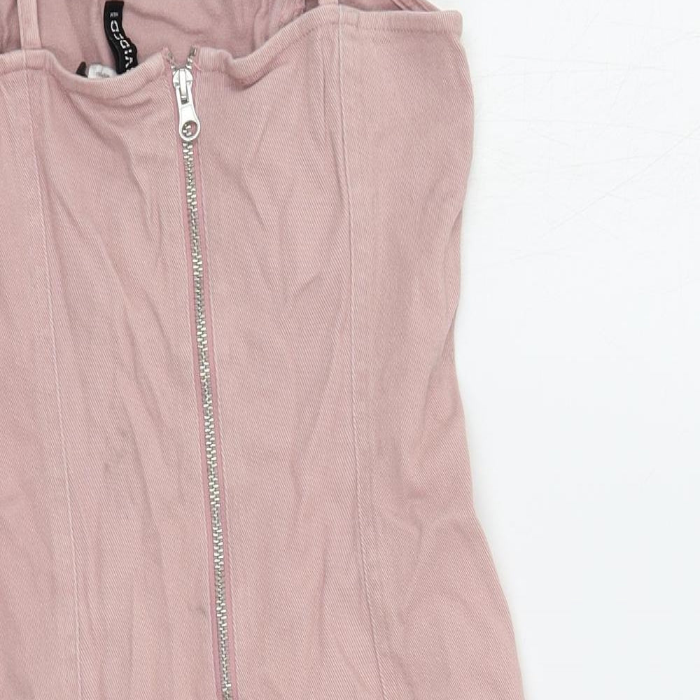 Divided by H&M Womens Pink Cotton Mini Size 10 Square Neck Zip
