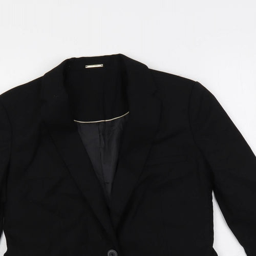 Mango Womens Black Jacket Blazer Size 8 Button