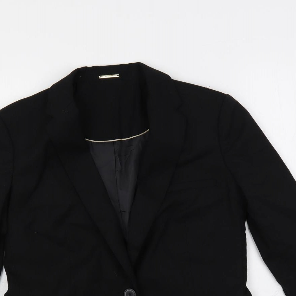 Mango Womens Black Jacket Blazer Size 8 Button