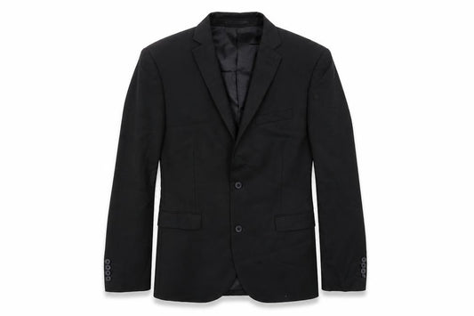 Front view of Next men’s black polyester jacket suit jacket, size 40, regular
