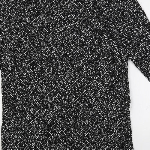 H&M Womens Black Animal Print Viscose Shift Size XS Round Neck Button