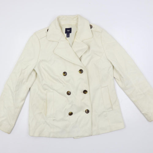 Gap Womens Ivory Pea Coat Coat Size L Button
