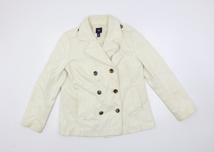 Gap Womens Ivory Pea Coat Coat Size L Button