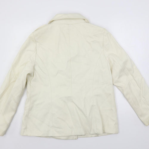 Gap Womens Ivory Pea Coat Coat Size L Button