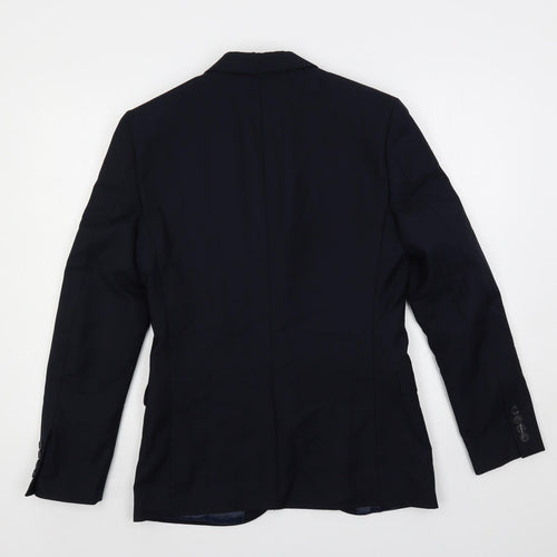 Topman Mens Blue Polyester Jacket Suit Jacket Size 36 Regular