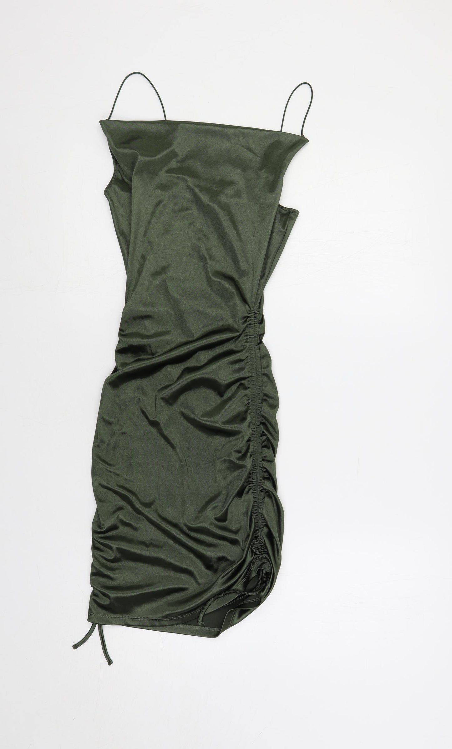 Divided by H&M Womens Green Polyester Bodycon Size 2XS Cowl Neck Pullover - Ruched