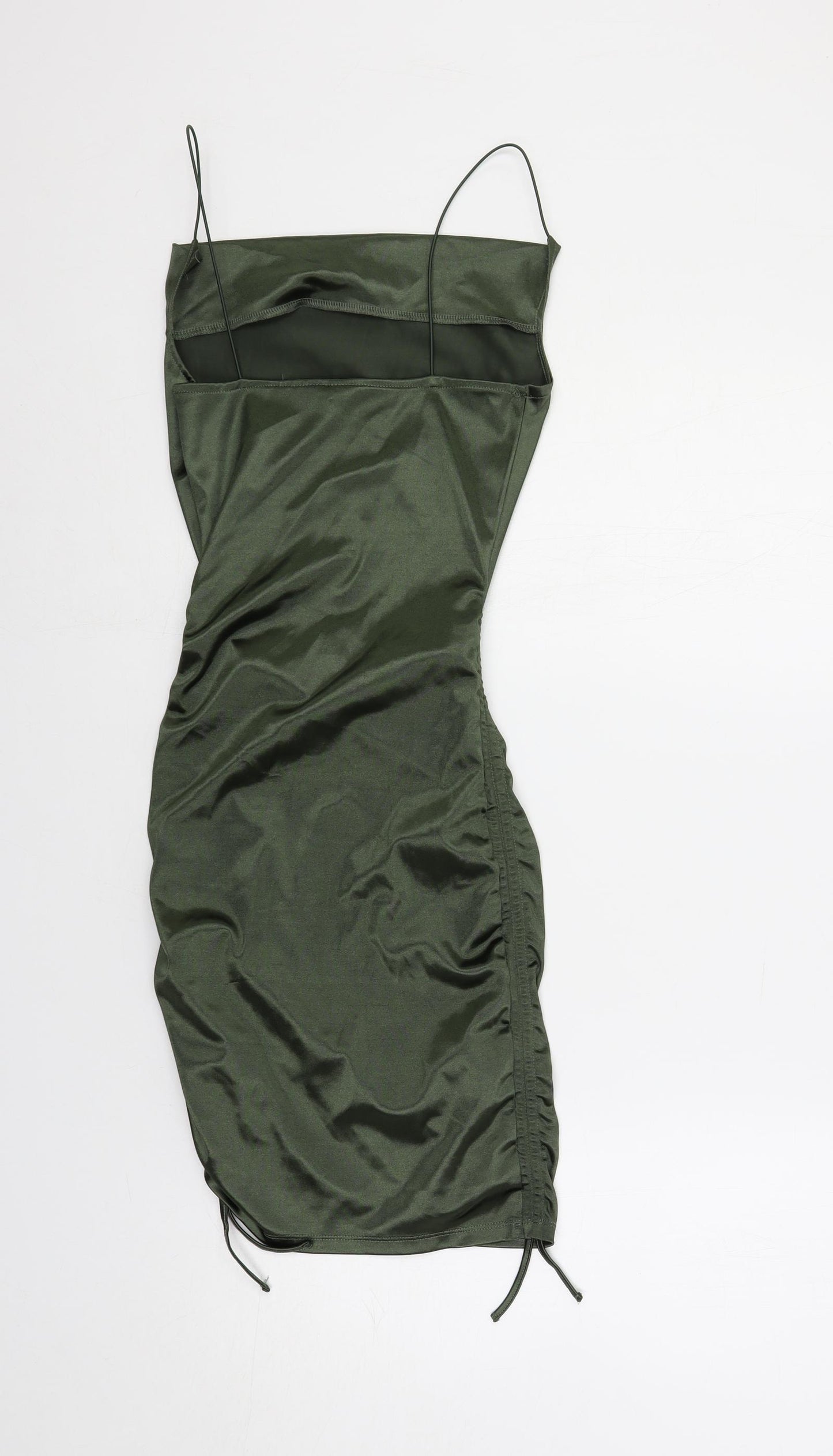 Divided by H&M Womens Green Polyester Bodycon Size 2XS Cowl Neck Pullover - Ruched