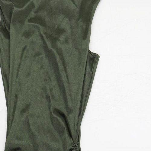 Divided by H&M Womens Green Polyester Bodycon Size 2XS Cowl Neck Pullover - Ruched