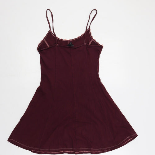 New Look Womens Purple Cotton Slip Dress Size 10 Scoop Neck Pullover - Neckline Detail