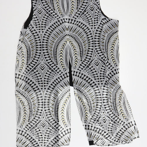 Julien Macdonald Womens Black Geometric Polyester Tunic Blouse Size 20 Boat Neck - Layered Studded
