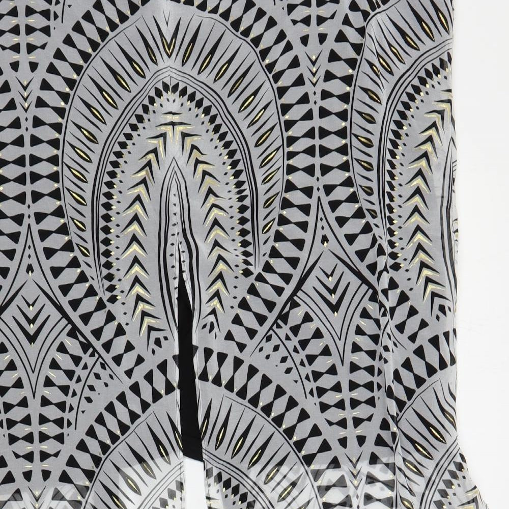 Julien Macdonald Womens Black Geometric Polyester Tunic Blouse Size 20 Boat Neck - Layered Studded