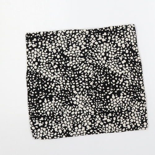H&M Womens Black Animal Print Cotton Mini Skirt Size M - Elastic Waist