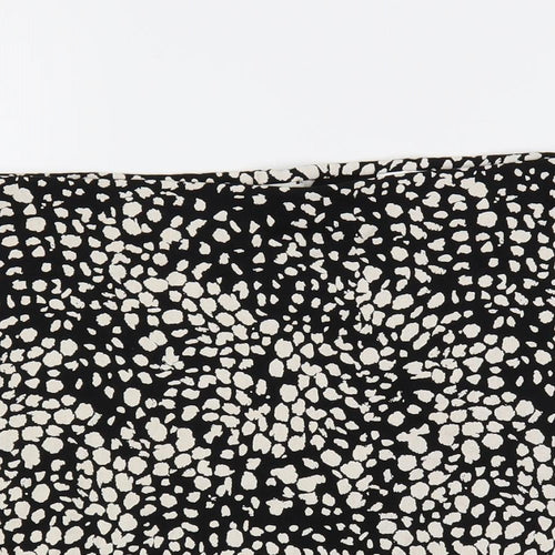 H&M Womens Black Animal Print Cotton Mini Skirt Size M - Elastic Waist