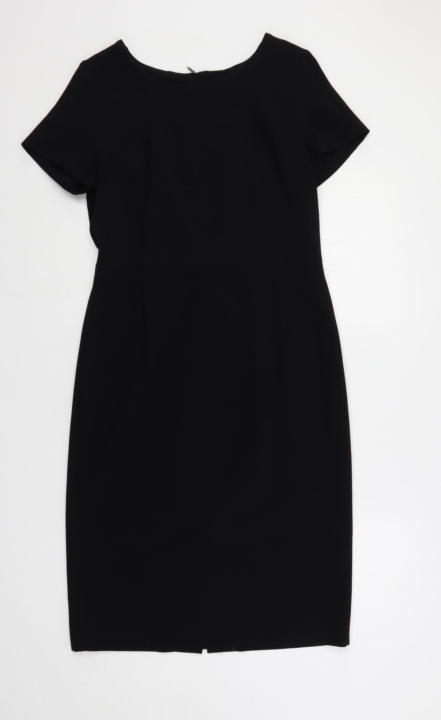 NEXT Womens Black Polyester Pencil Dress Size 12 Round Neck Zip