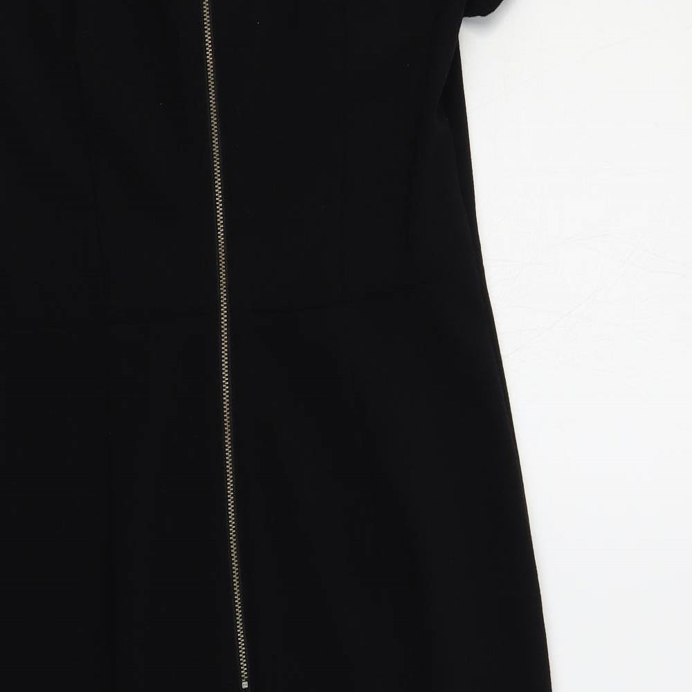 NEXT Womens Black Polyester Pencil Dress Size 12 Round Neck Zip
