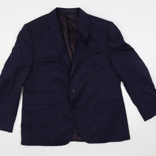Marks and Spencer Mens Blue Striped Wool Jacket Suit Jacket Size 44 Regular
