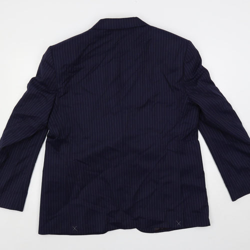 Marks and Spencer Mens Blue Striped Wool Jacket Suit Jacket Size 44 Regular