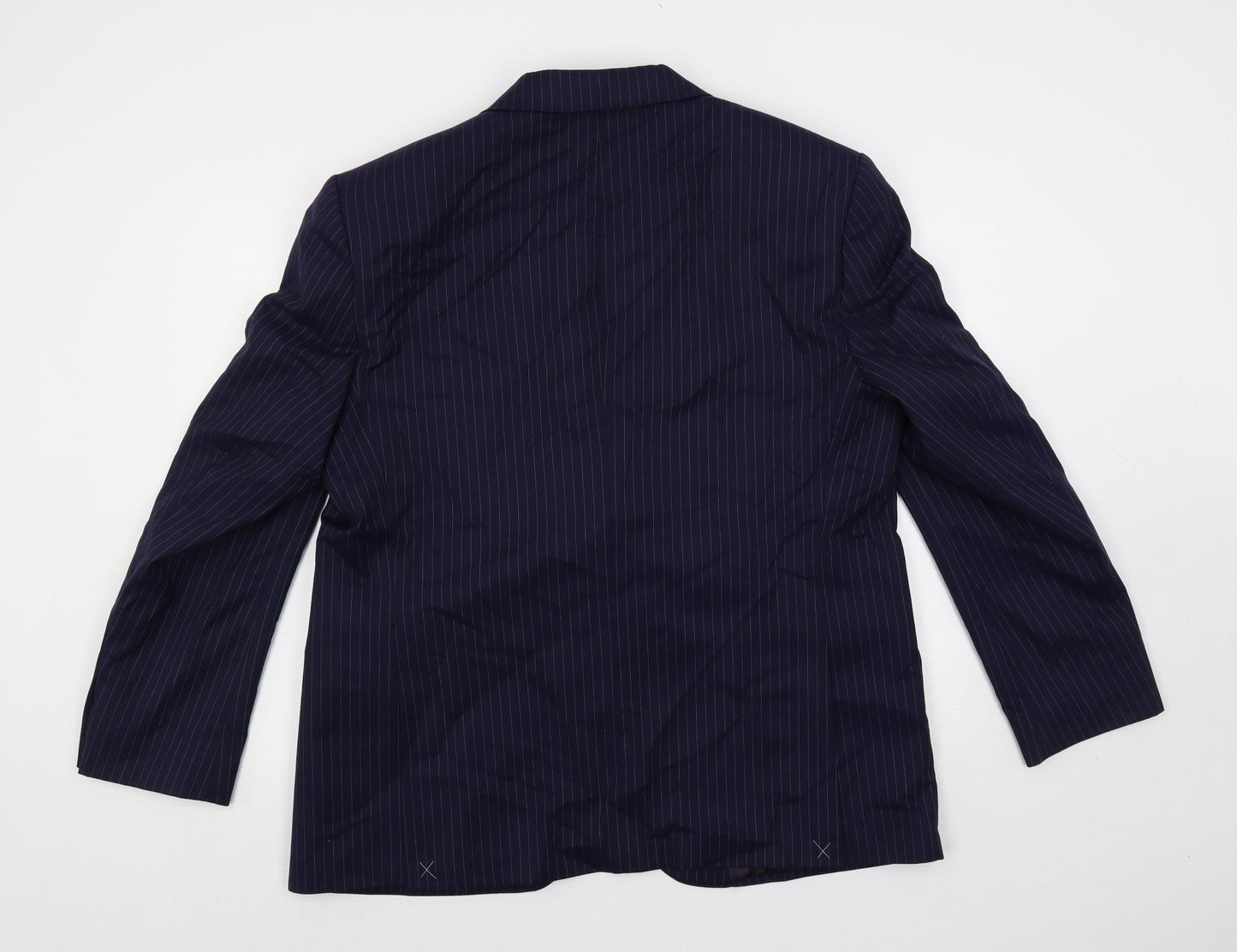 Marks and Spencer Mens Blue Striped Wool Jacket Suit Jacket Size 44 Regular