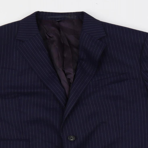 Marks and Spencer Mens Blue Striped Wool Jacket Suit Jacket Size 44 Regular