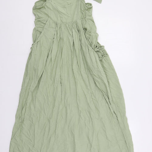 ASOS Womens Green Viscose Maxi Size 10 Square Neck Button - Pockets