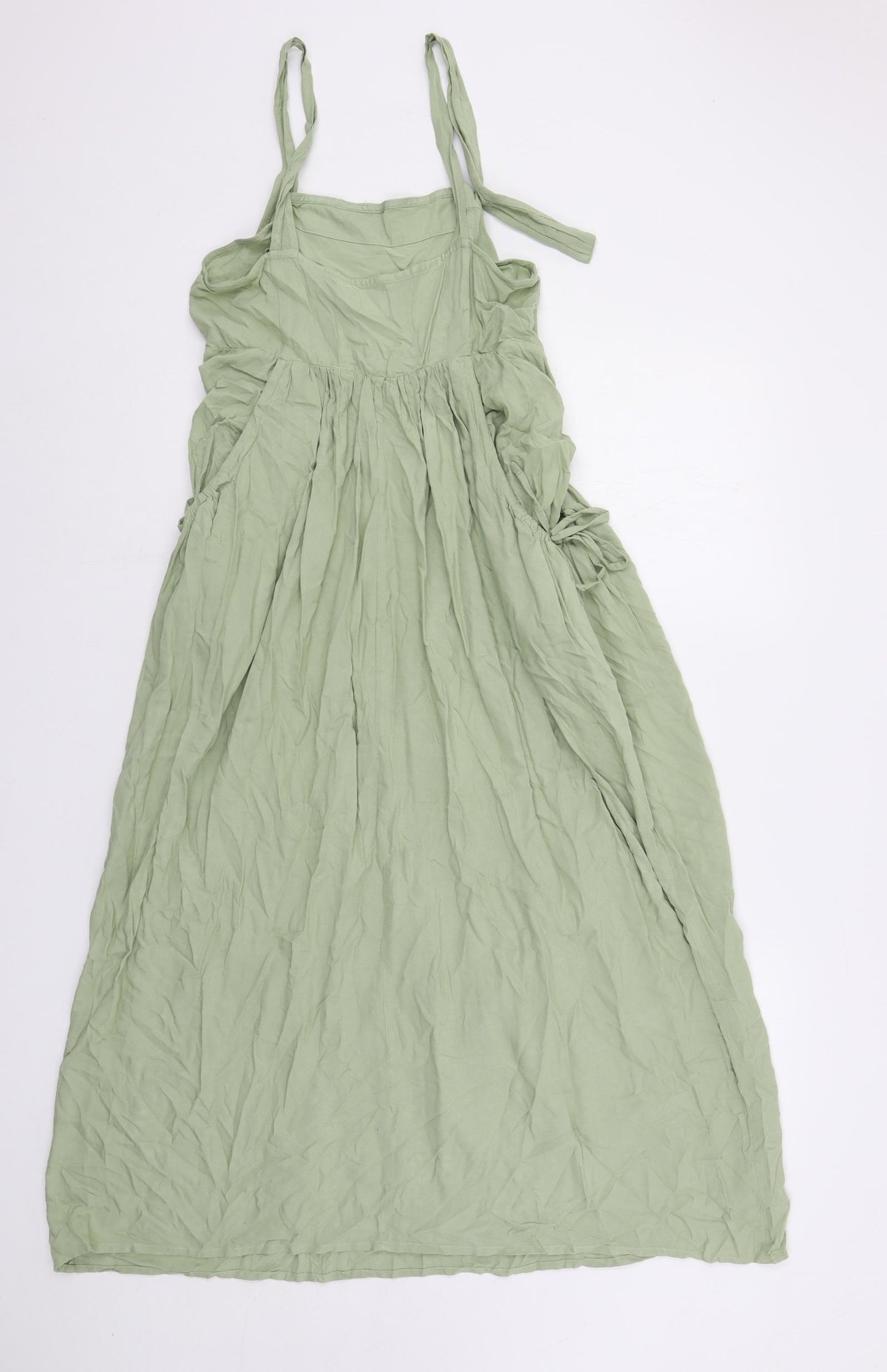ASOS Womens Green Viscose Maxi Size 10 Square Neck Button - Pockets