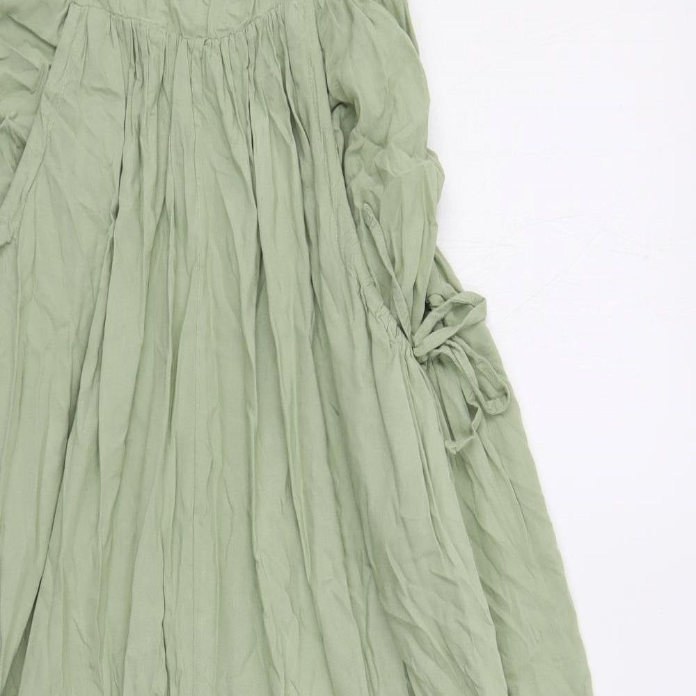ASOS Womens Green Viscose Maxi Size 10 Square Neck Button - Pockets